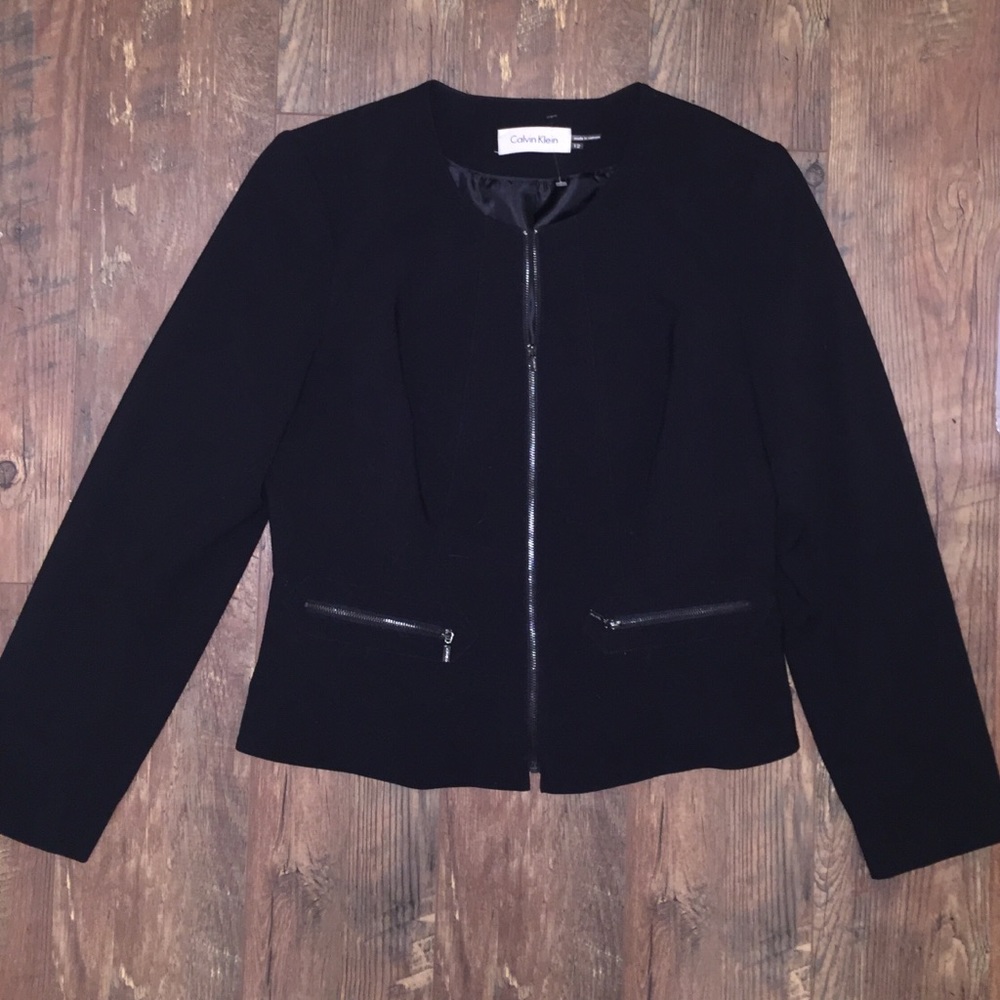 Calvin Klein Black Zip Up Blazer